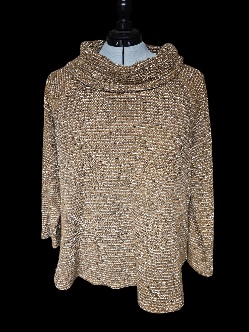 Ruby Rd. Metallic Tan Cowl Sweater